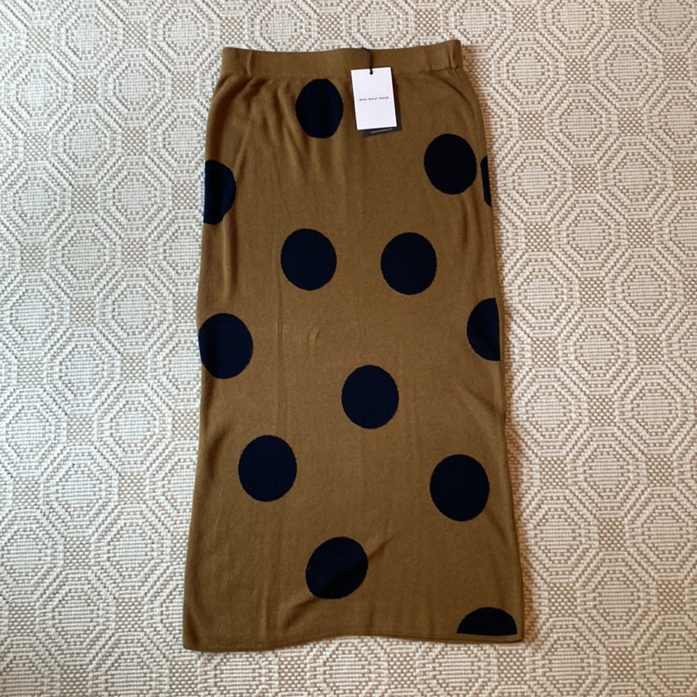 NWT Who what wear knit polka dot midi skirt, M
